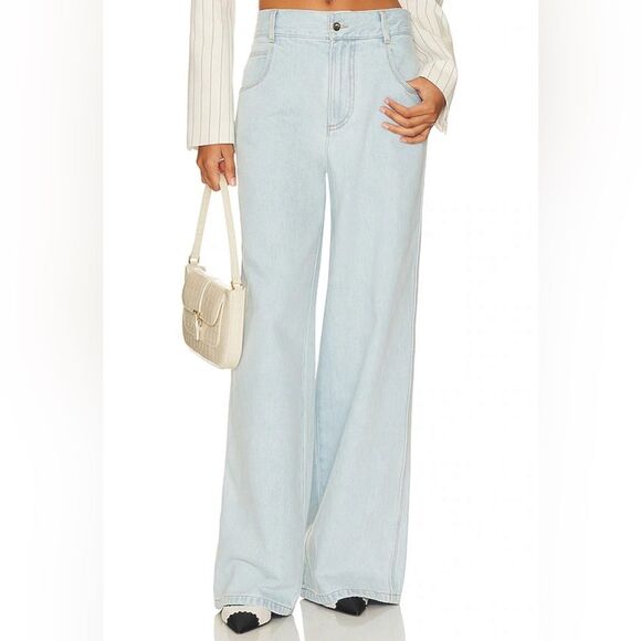 Ronny Kobo NWT! Mari Wide Leg Pant in Light Wash Size 28 - Picture 2 of 15